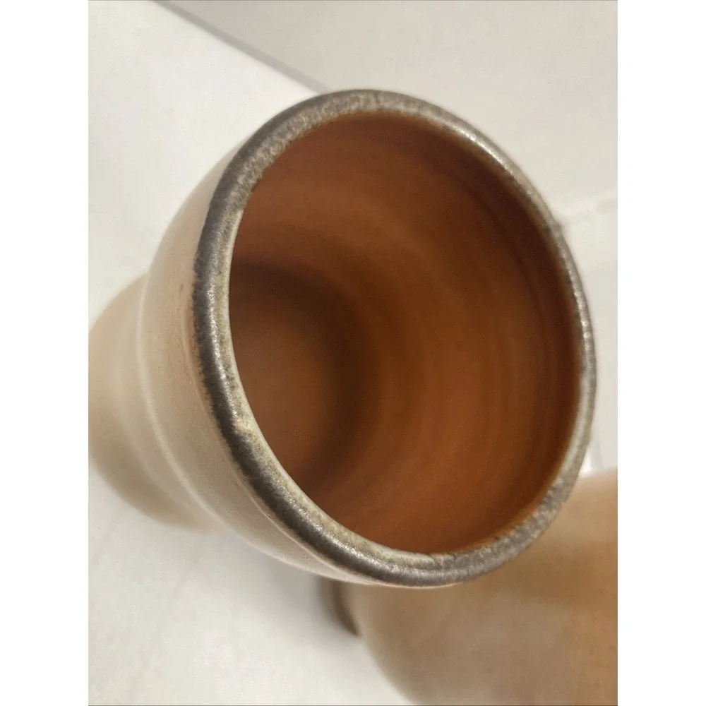 Signed Studio Art Pottery Footed Cups‎ Tumblers Wilson Salt Glaze